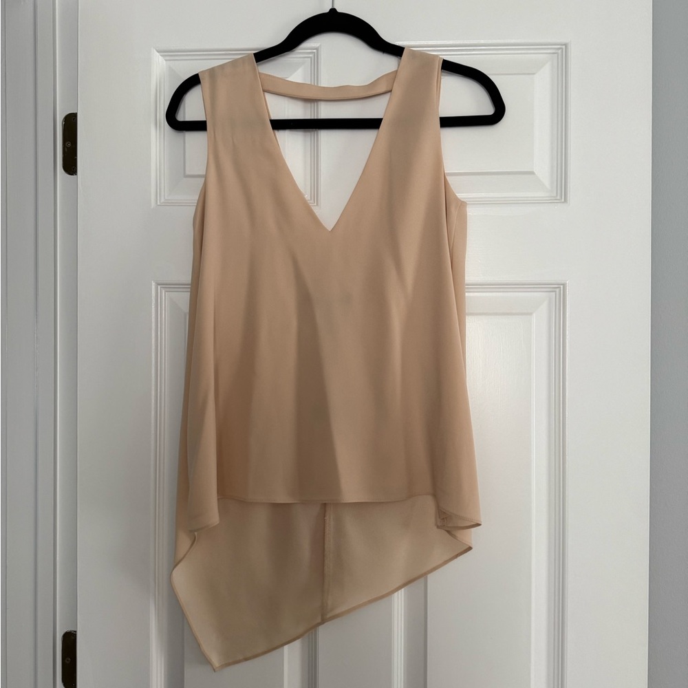 BCBG Asymmetrical Beige Sleeveless Top. Size XXS. NWT